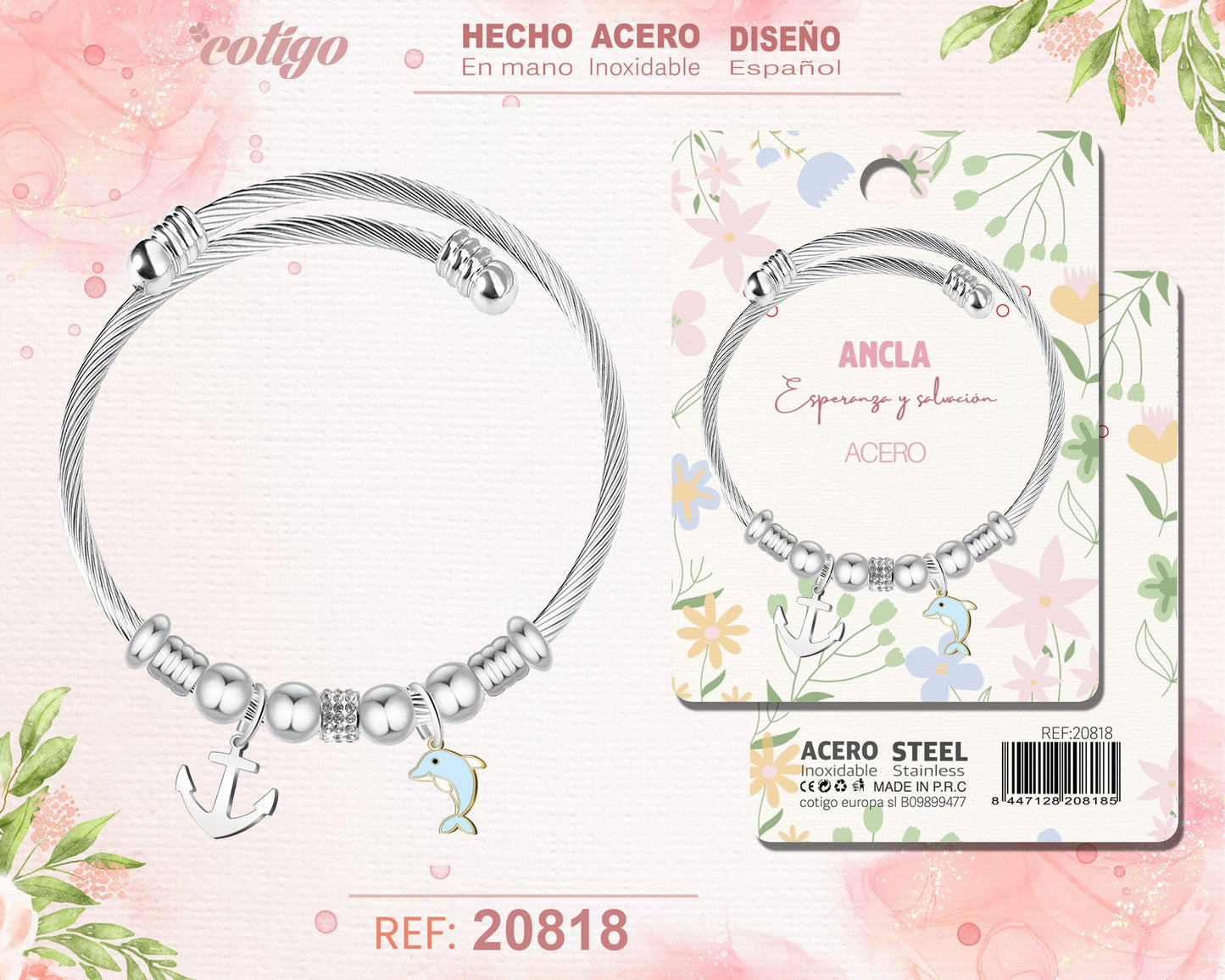 Brazalete Acero con: Ancla