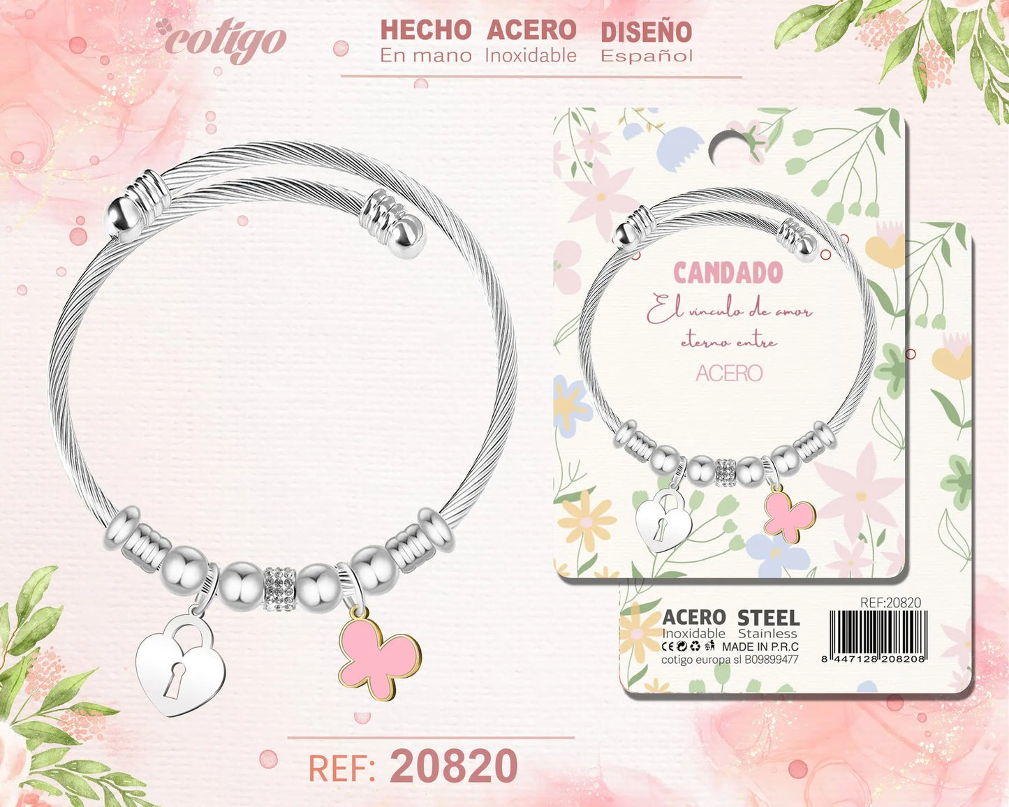 Brazalete Acero con: Candado - cotigo