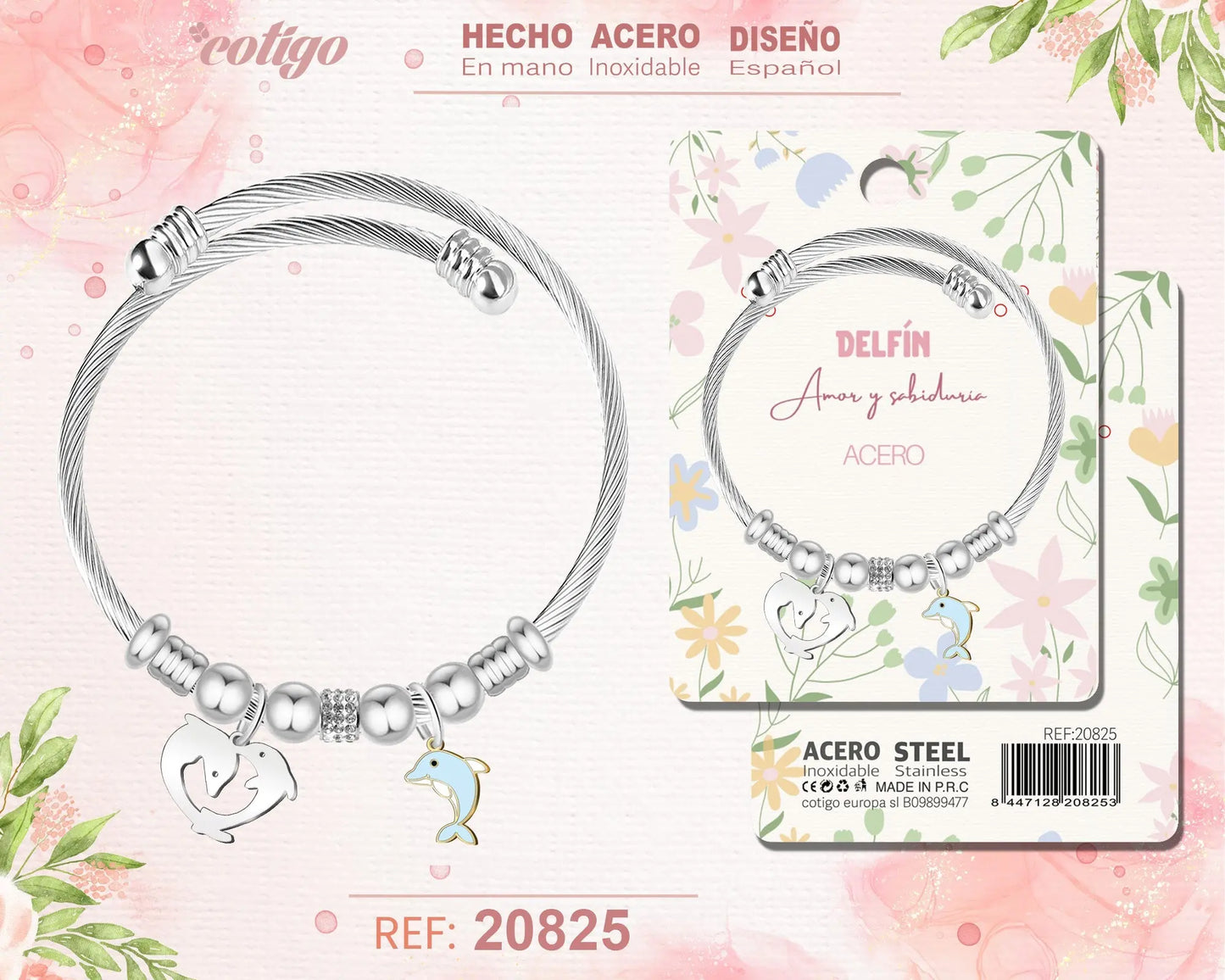 Brazalete Acero con: Delfin - cotigo