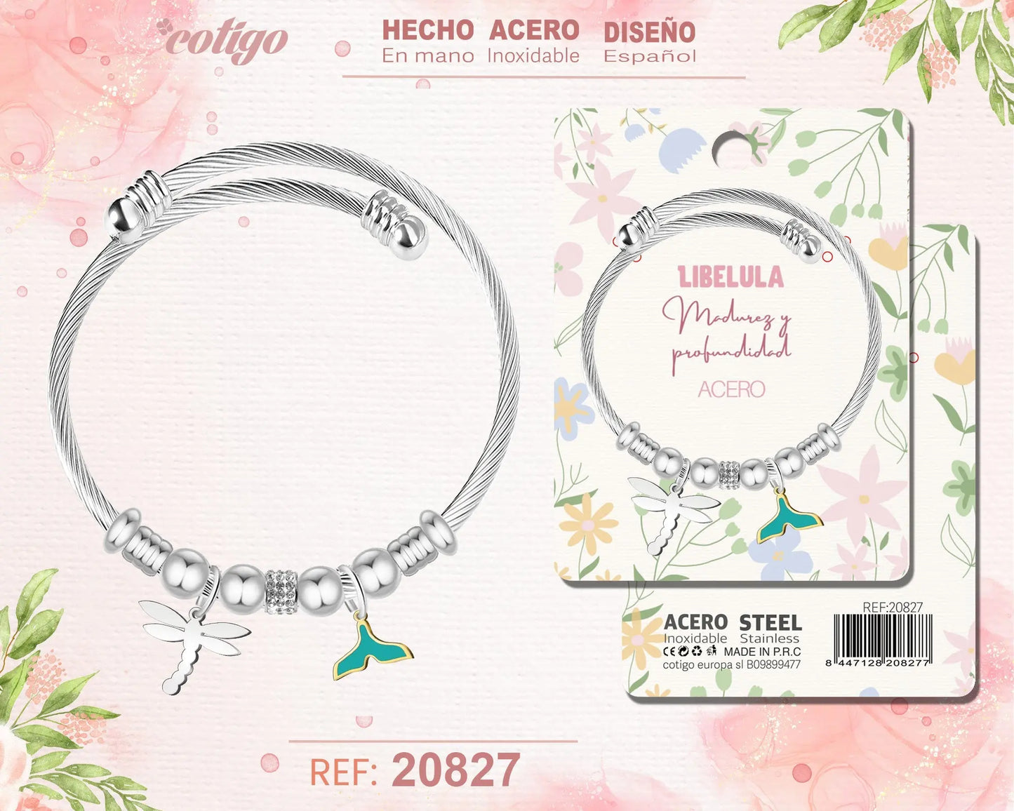 Brazalete Acero con: Libelula - cotigo