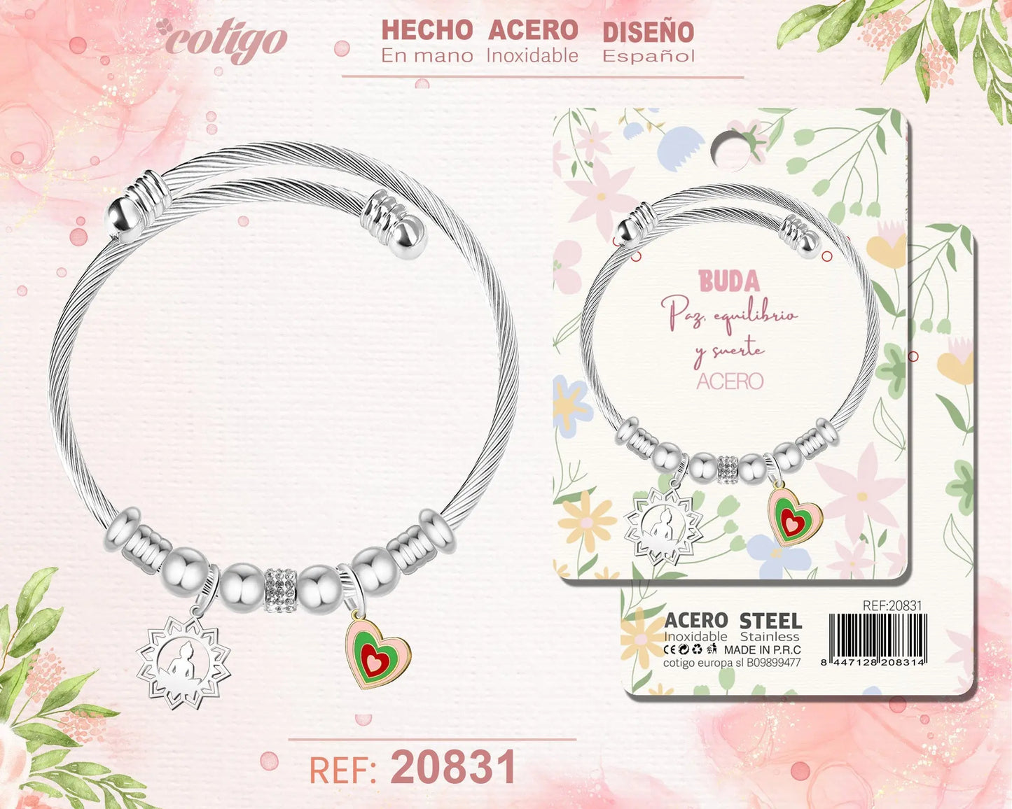Brazalete Acero con: Buda - cotigo