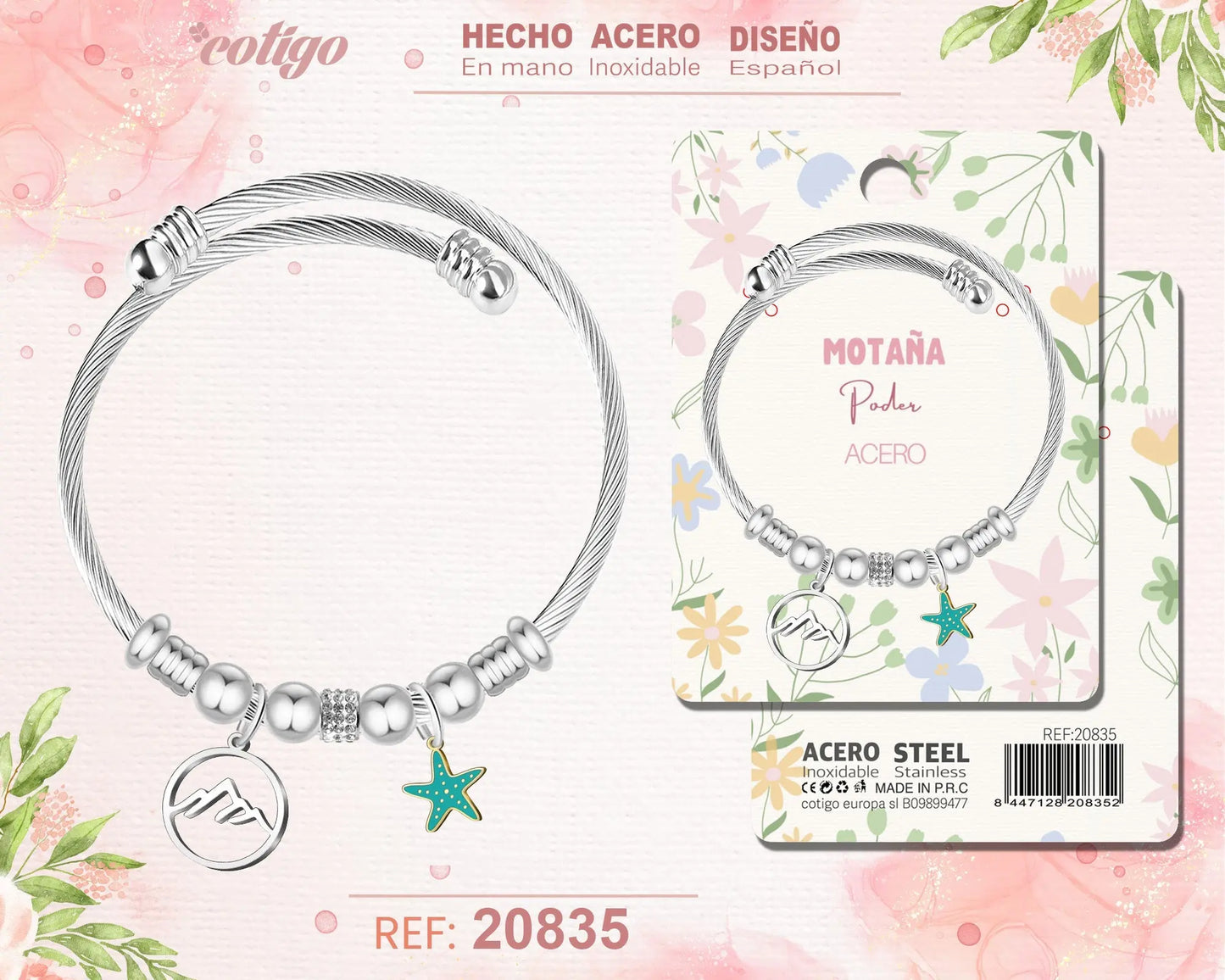 Brazalete Acero con: Monta?a - cotigo