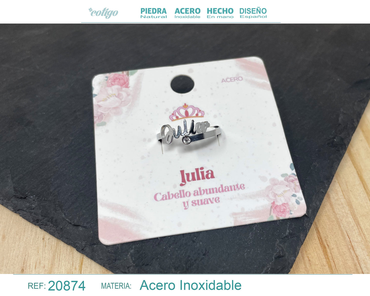 Anillo Nombre Julia Acero Color Plateado