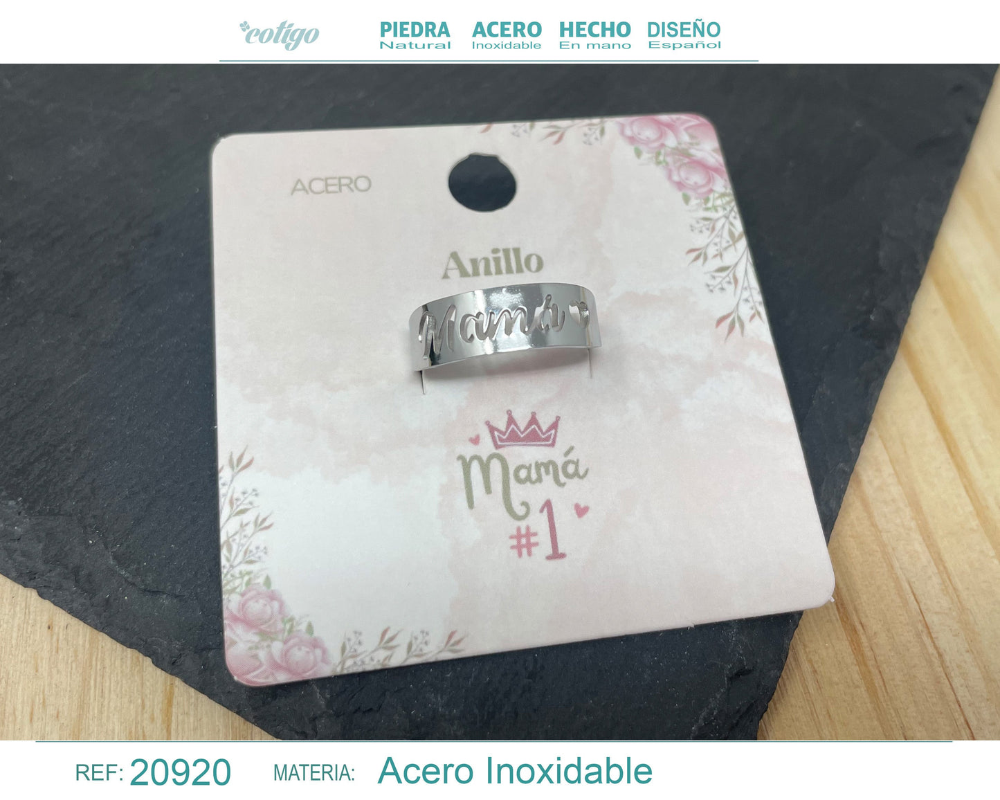 Anillo para Mamá Acero color Plateado