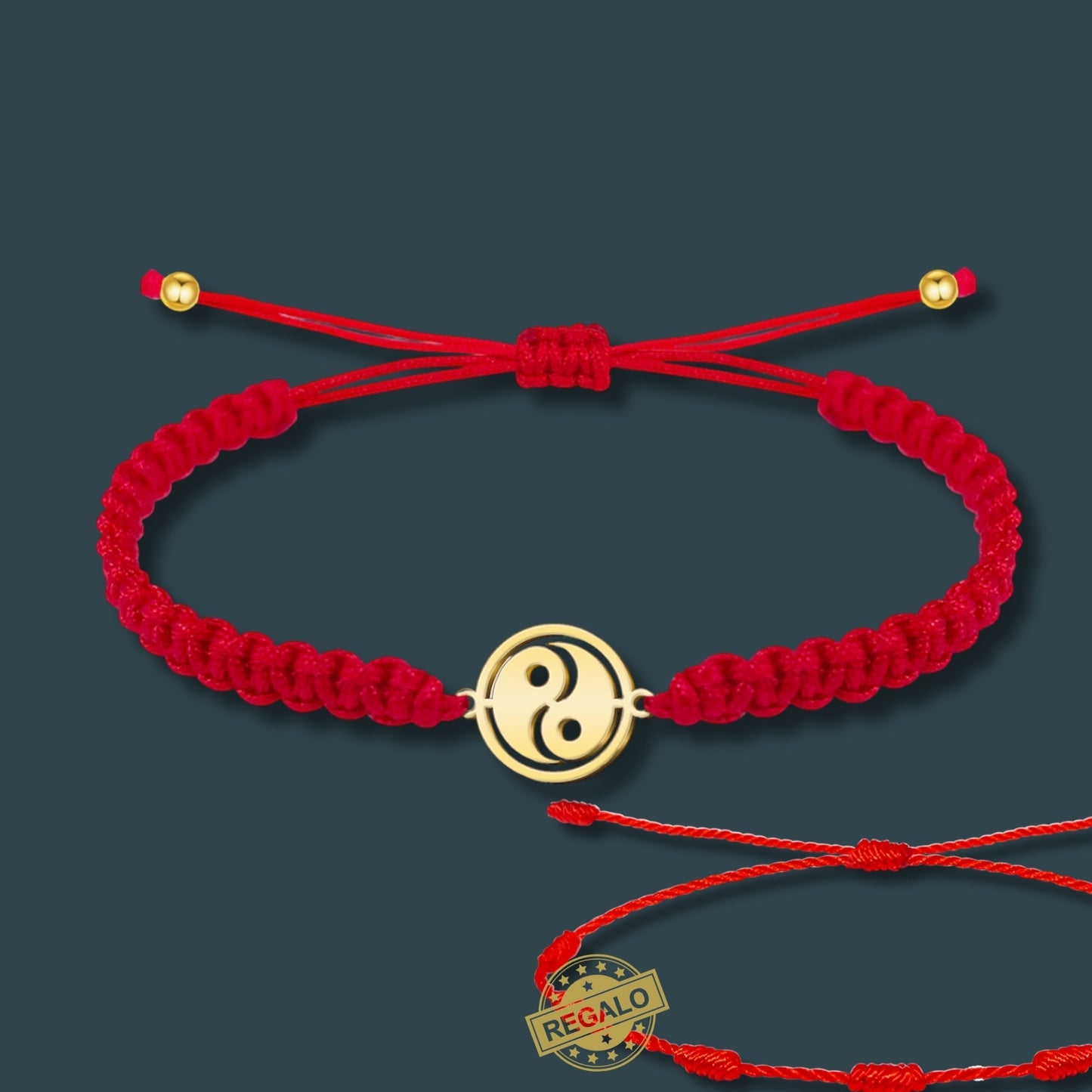 Pulsera Hilo Destino Roja Hecho a Mano 🧵 con Amuleto de Suerte y Protección 🍀 en Acero Inoxidable 💎 ¡Incluye Pulsera 7 Nudos de Regalo! 🎁