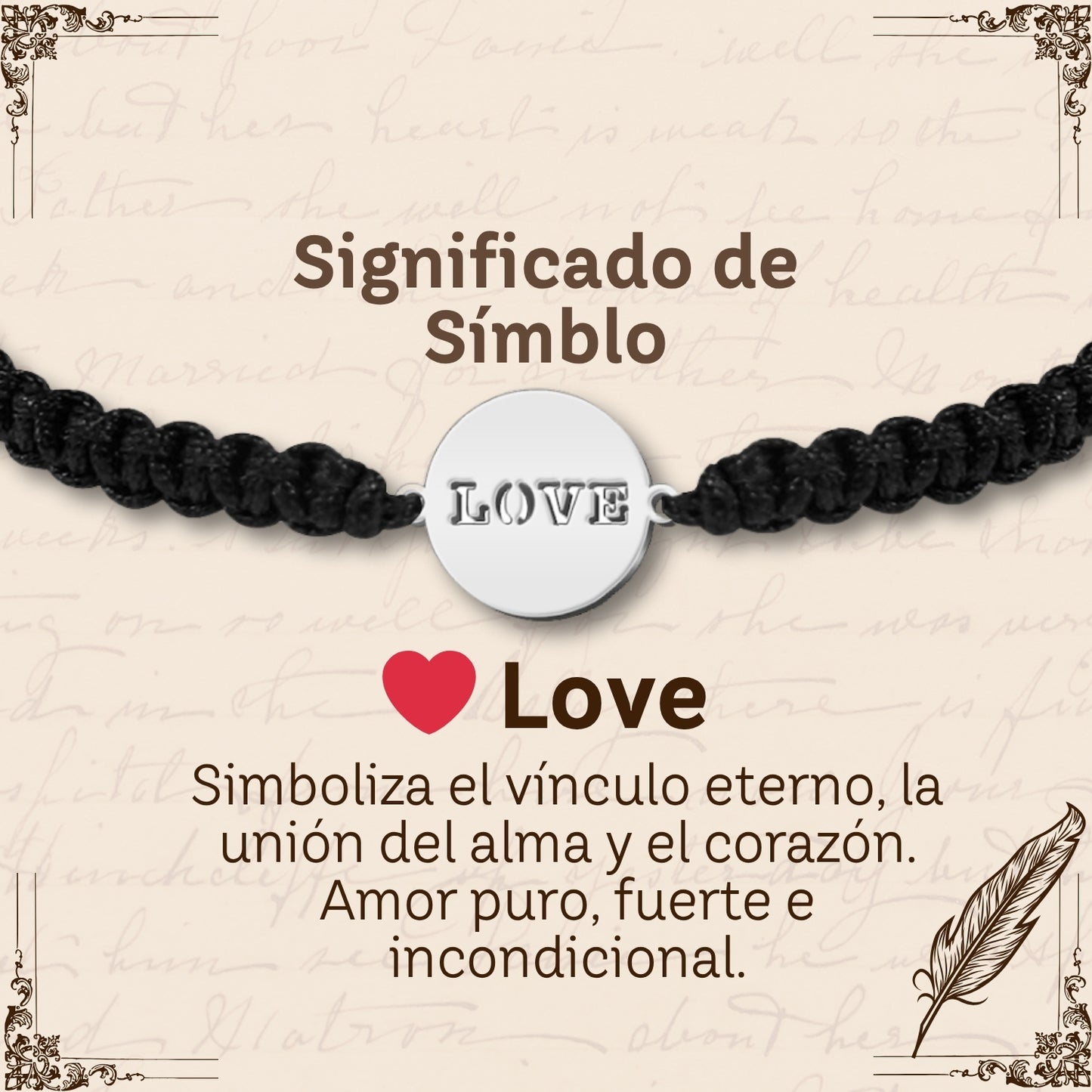Pulsera Hilo Destino con Love Acero Plateado