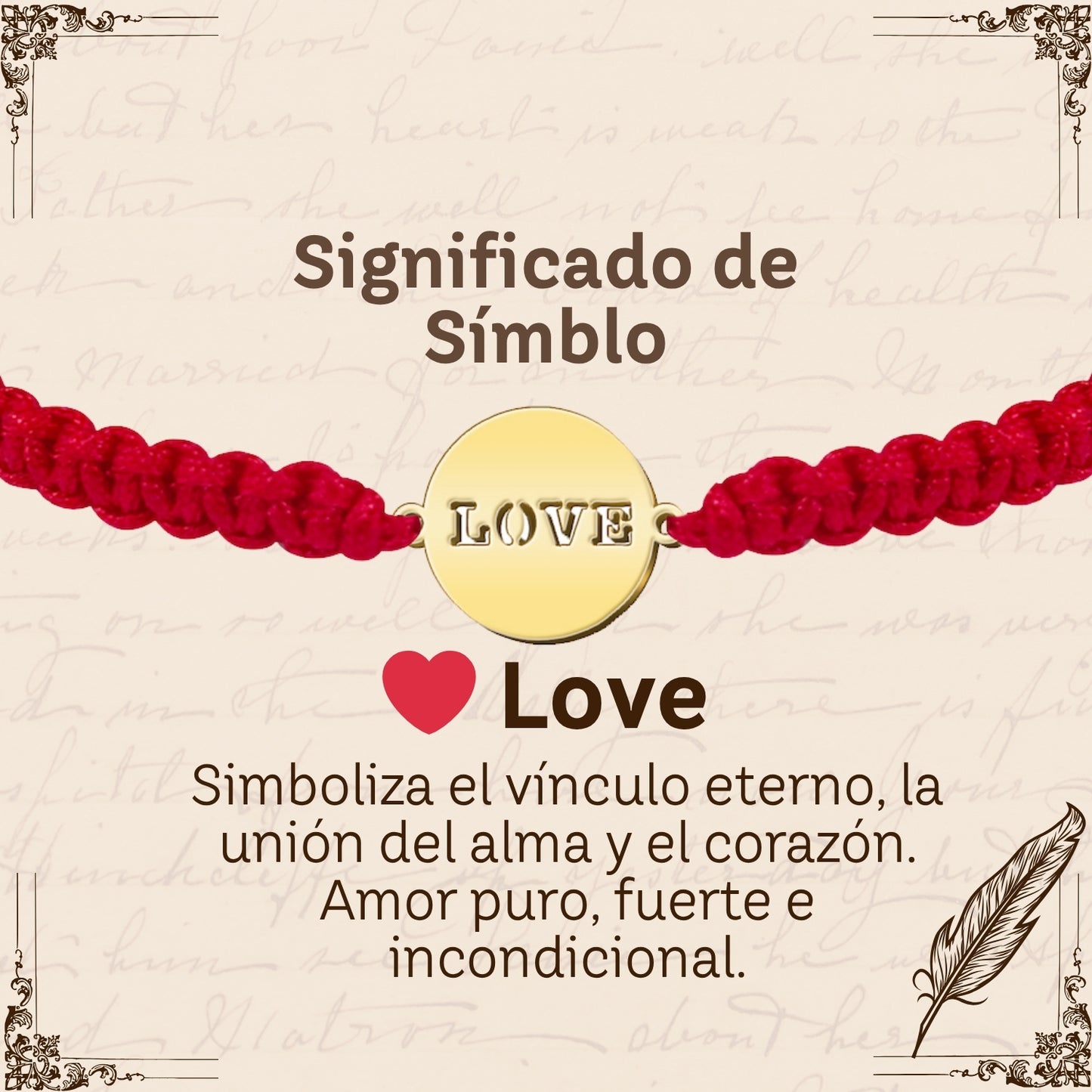 Pulsera Hilo Destino con Love Acero Dorado