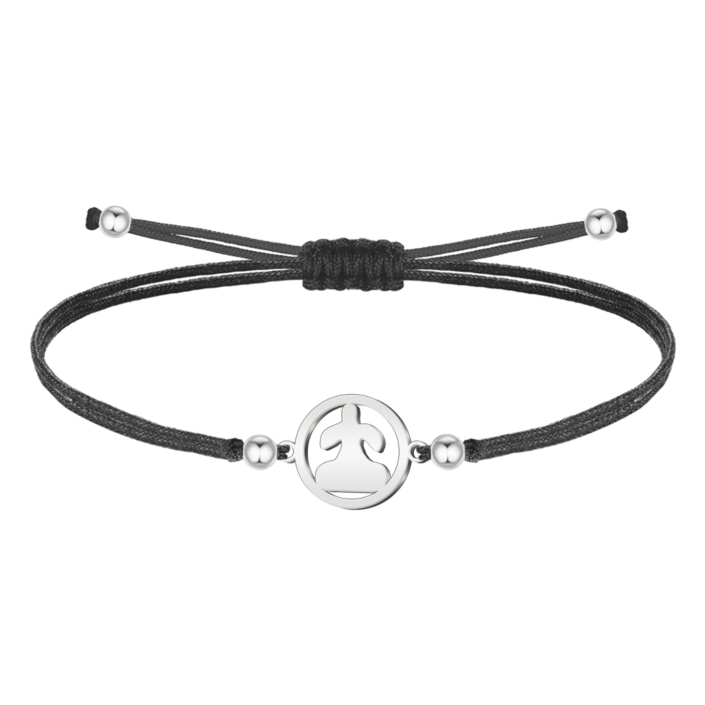 Pulsera Hilo Con Idolo de Tarra Acero Plateado