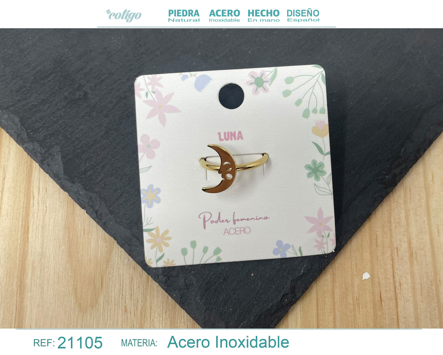 Anel LUNA Aço Dourado