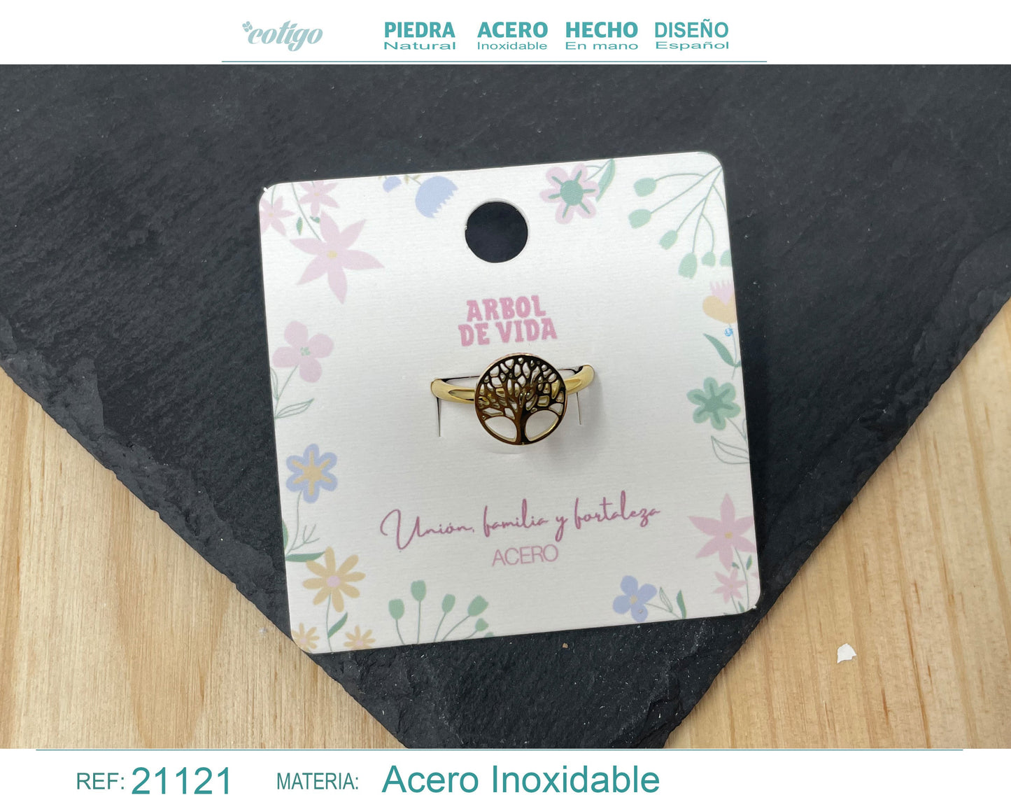 Anillo ARBOL DE VIDA Acero color Dorado