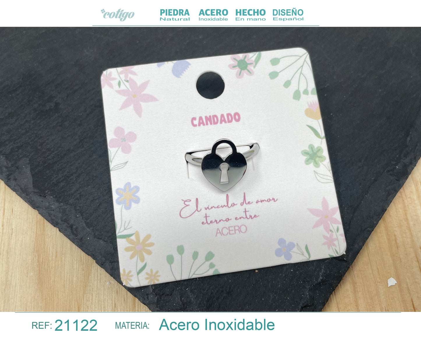 Anillo CANDADO Acero color Plateado