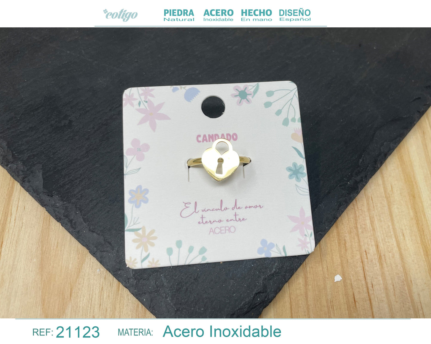 Anillo CANDADO Acero color Dorado