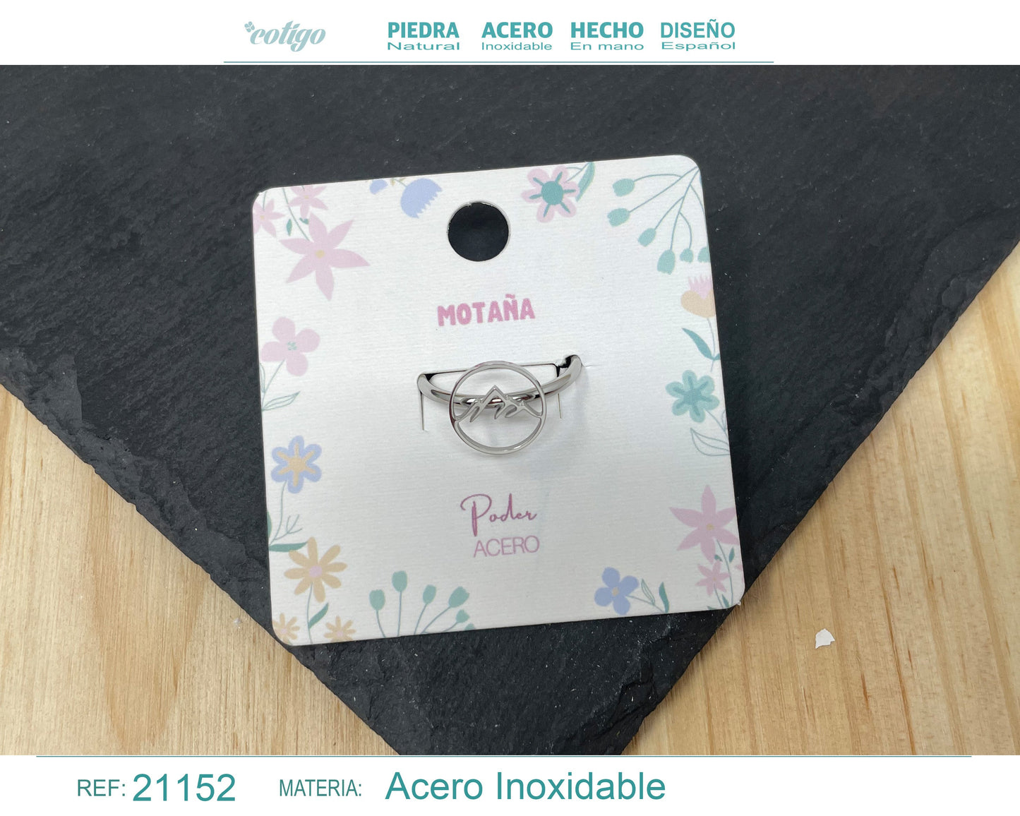 Anillo MONTA?A Acero color Plateado