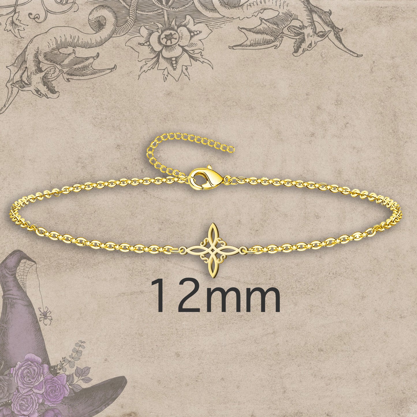 Pulsera Nudo bruja Acero Inoxidable color Dorado