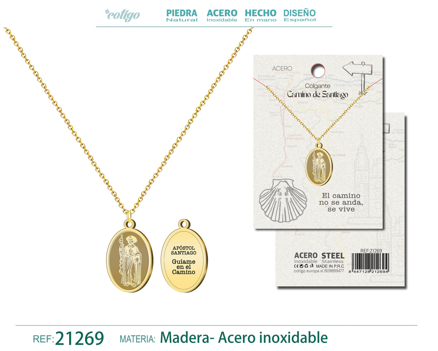 Colgante Santiago apostol Acero Dorado