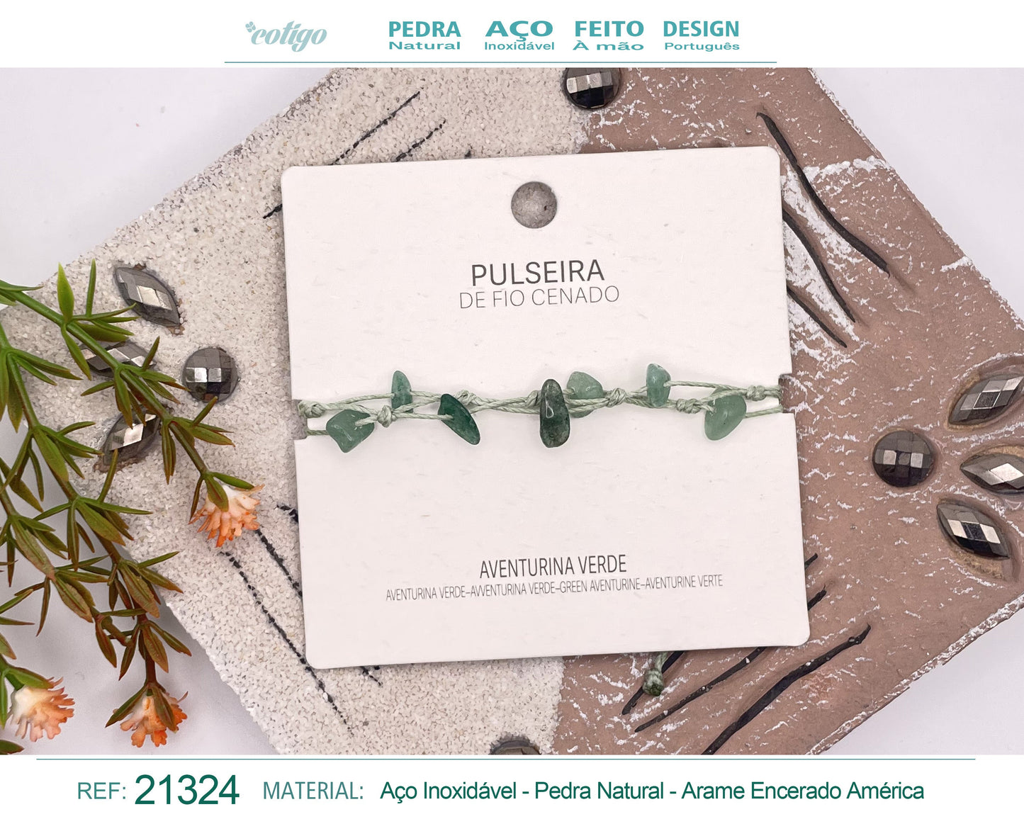 Pulsera Hilo encerado con Aventurina verde