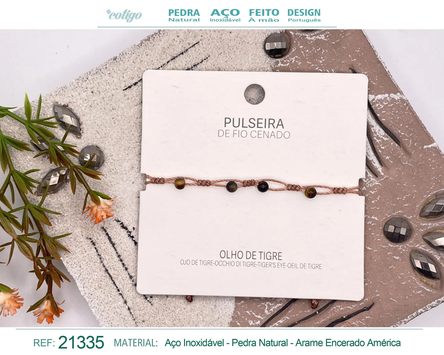 Pulsera Hilo encerado con Ojo de tigre - cotigo