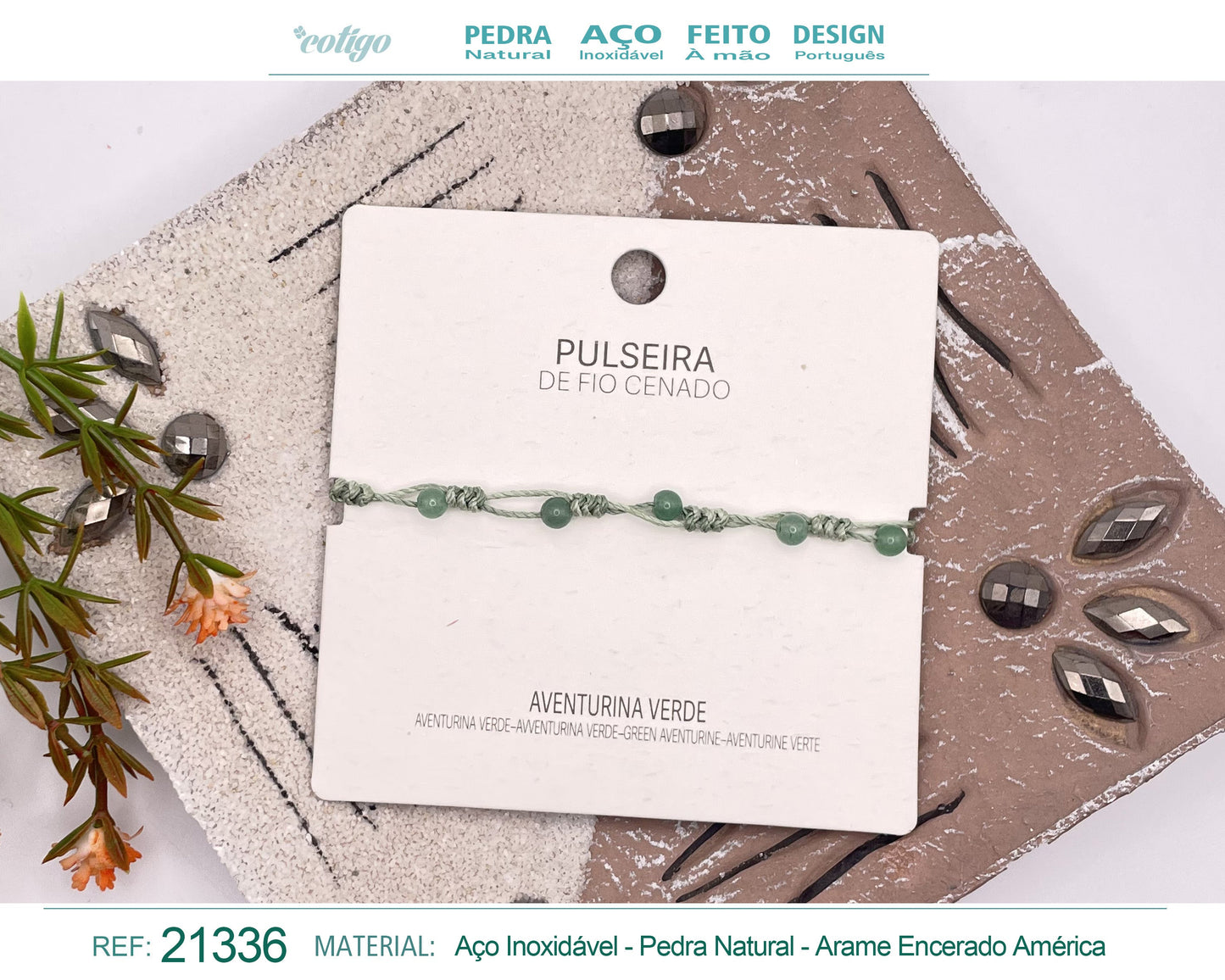 Pulsera Hilo encerado con Aventurina verde