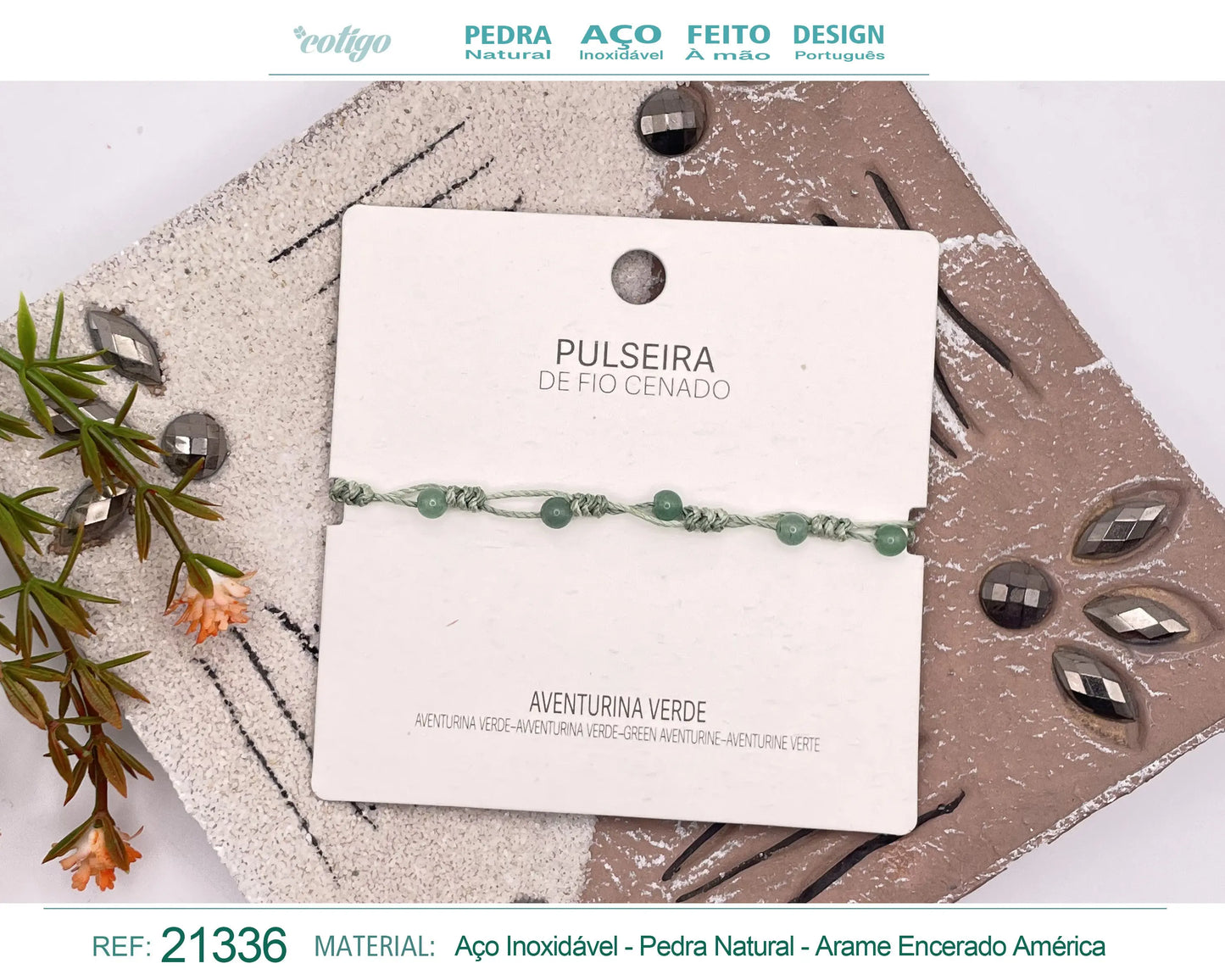 Pulsera Hilo encerado con Aventurina verde - cotigo