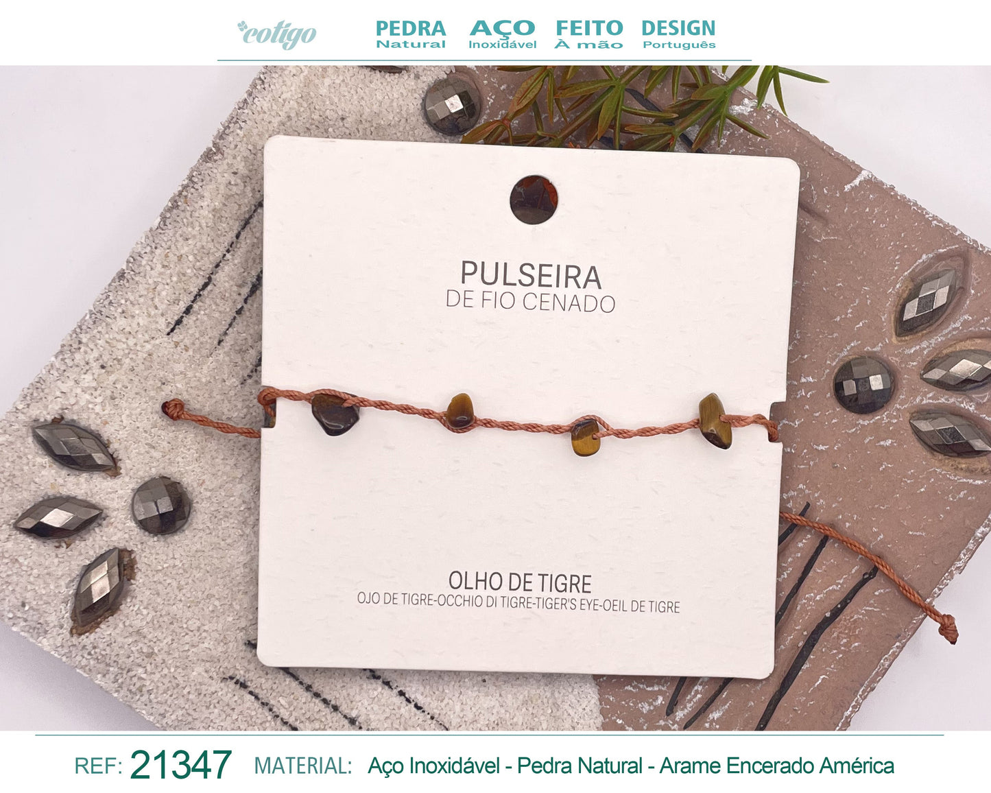 Pulsera Hilo encerado con Ojo de tigre