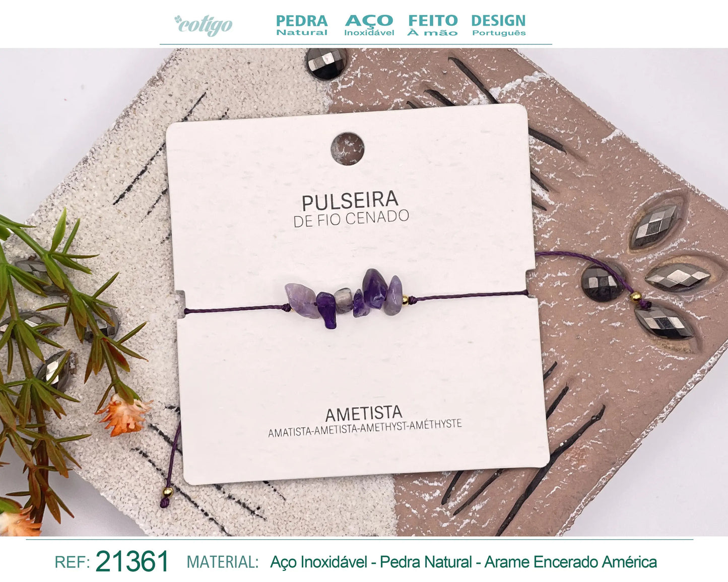 Pulsera Hilo encerado con Amatista - cotigo