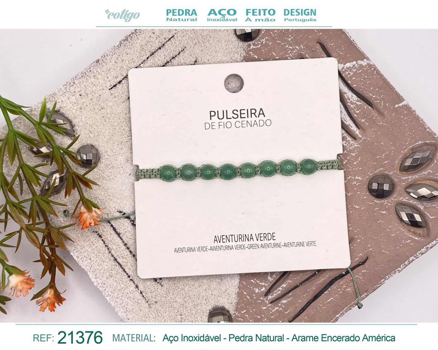 Pulsera Hilo encerado con Aventurina verde