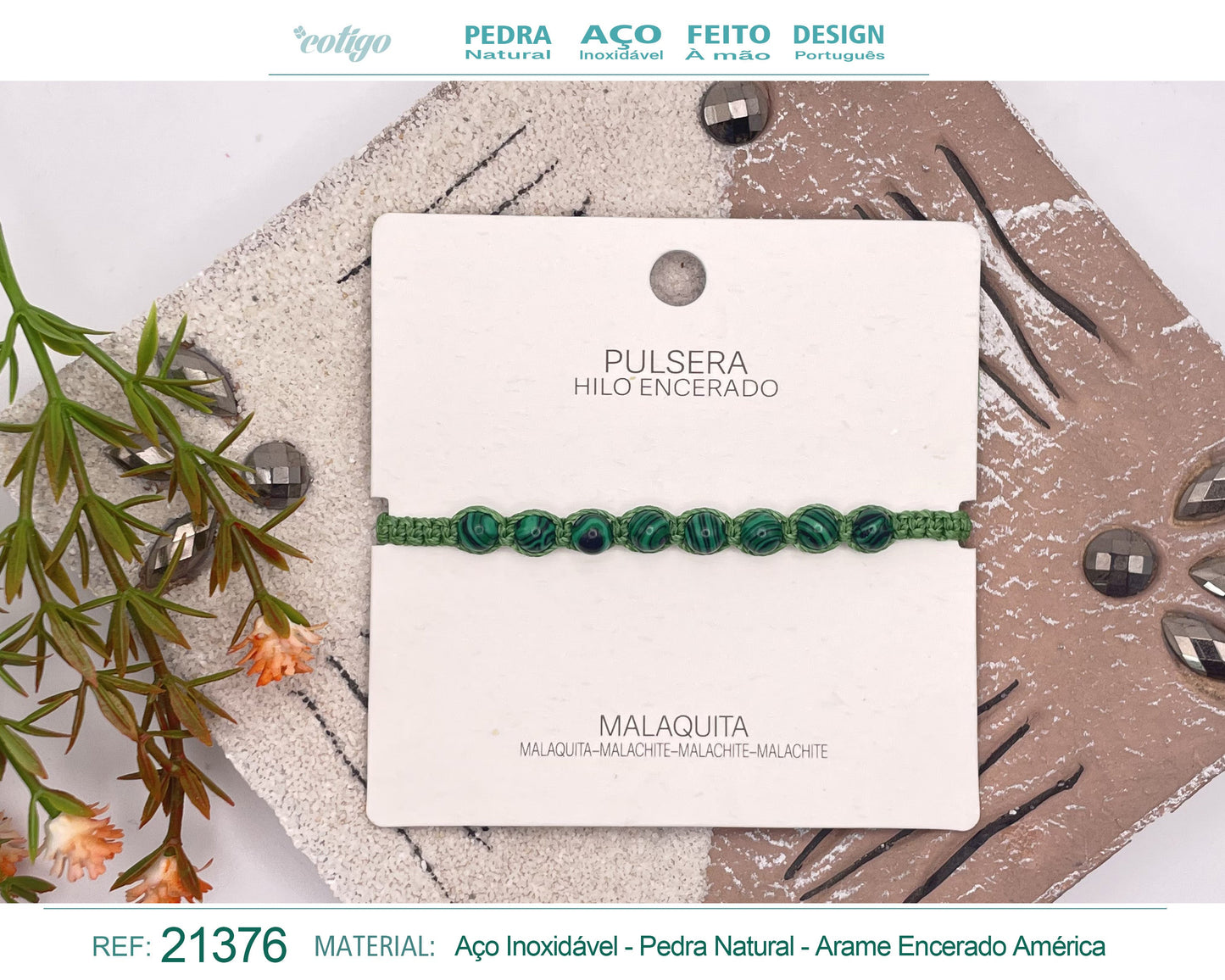 Pulsera Hilo encerado con Malaquita