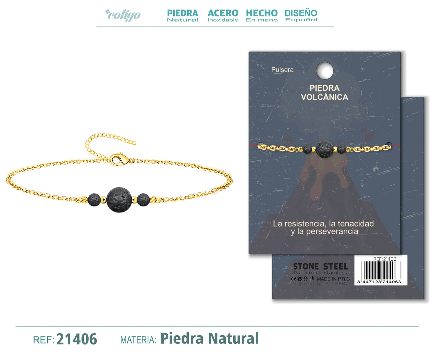 Pulsera Piedra Volcánica