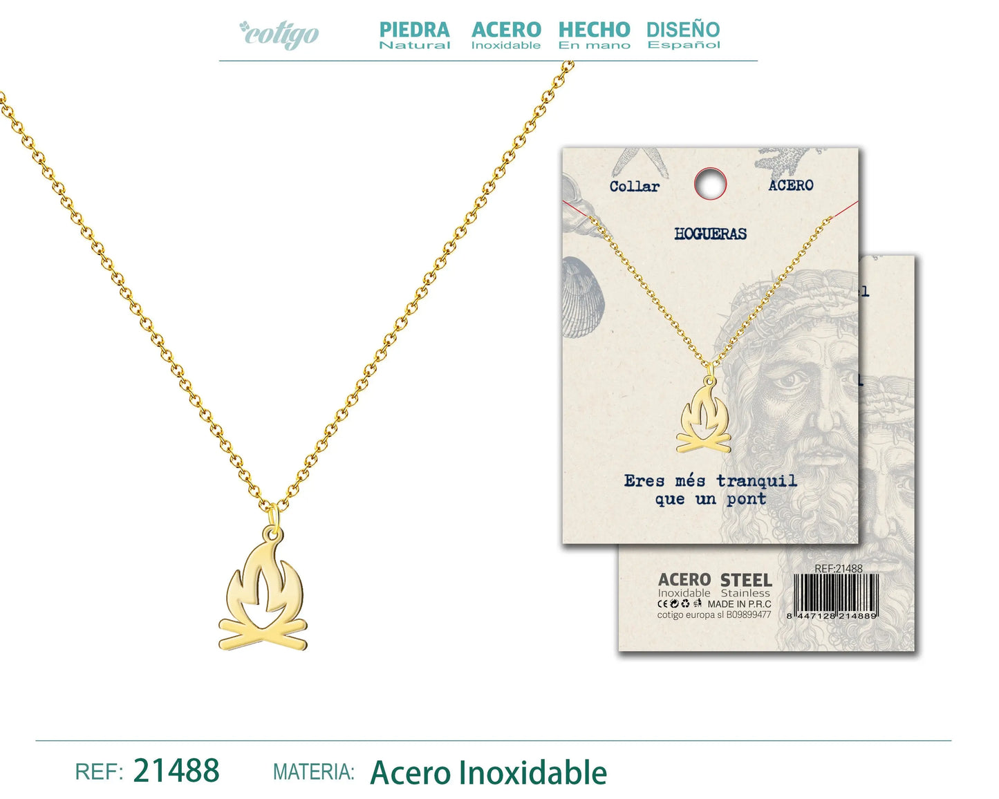 Colgante Fuergo Acero Dorado - cotigo