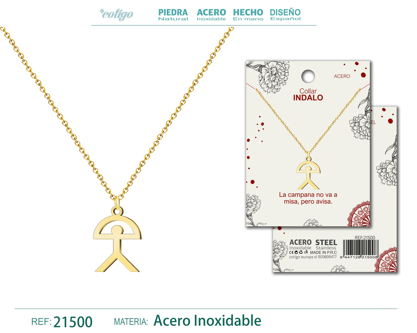 Colgante Indalo Acero Dorado