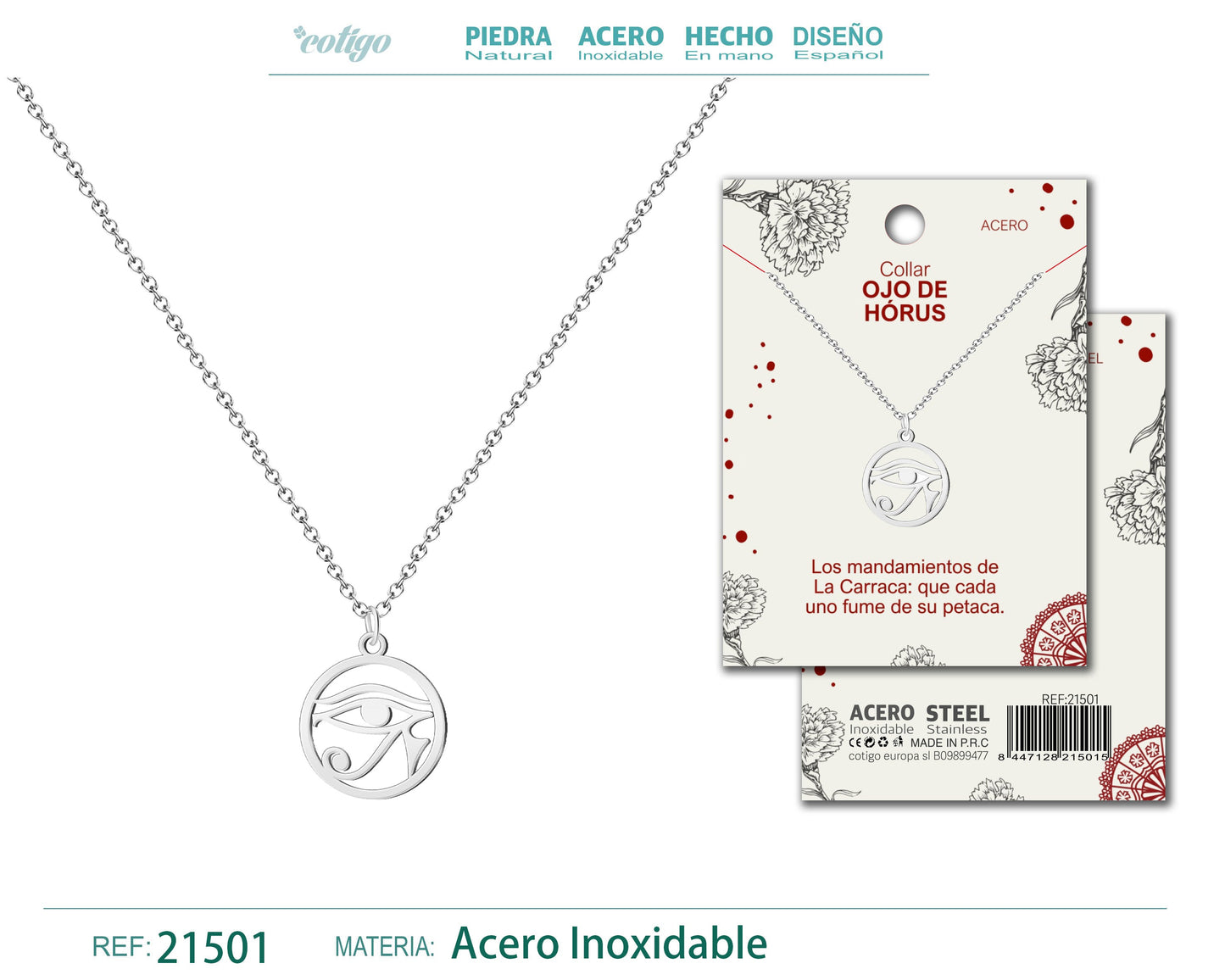 Colgante Ojo horus Acero Plateado