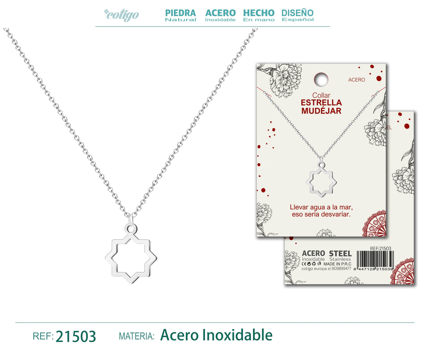 Colgante Estrella mudéjar Acero Plateado