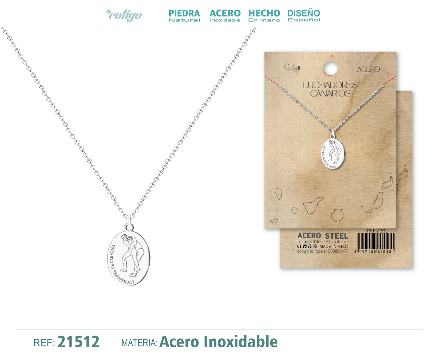 Colgante Luchadores de Canarios Acero Plateado - cotigo