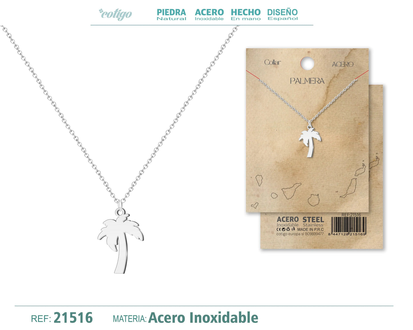 Colgante Palmera Acero Plateado - cotigo