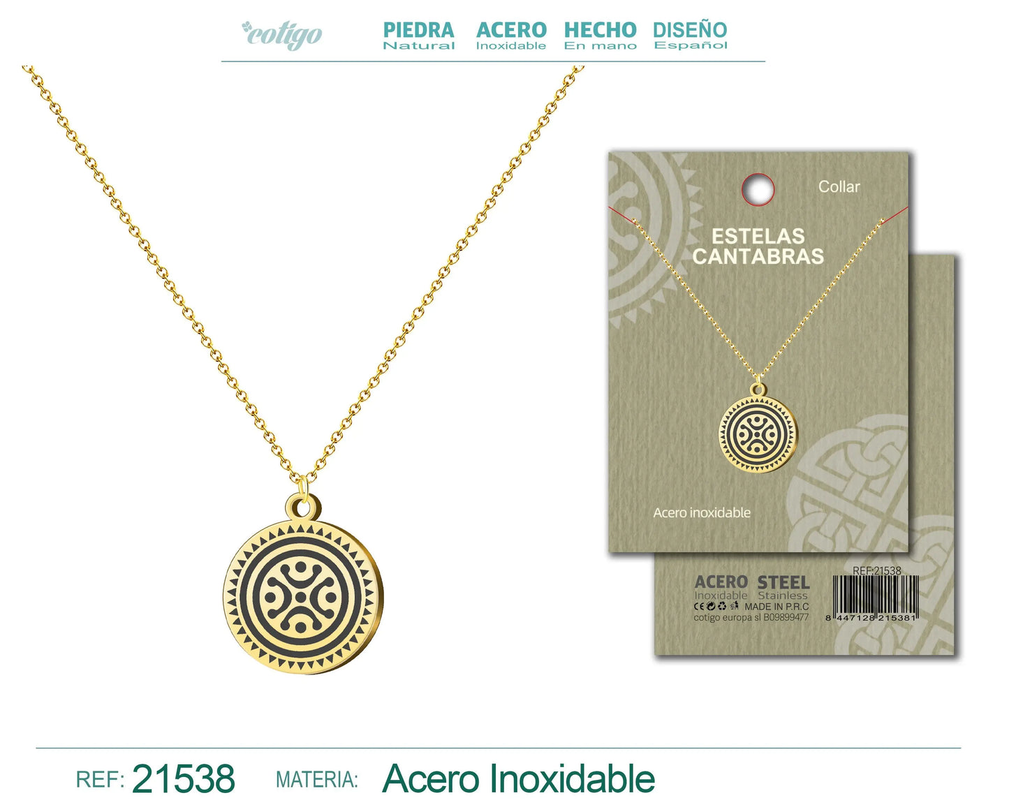 Colgante Estelas cantabras Acero Dorado - cotigo