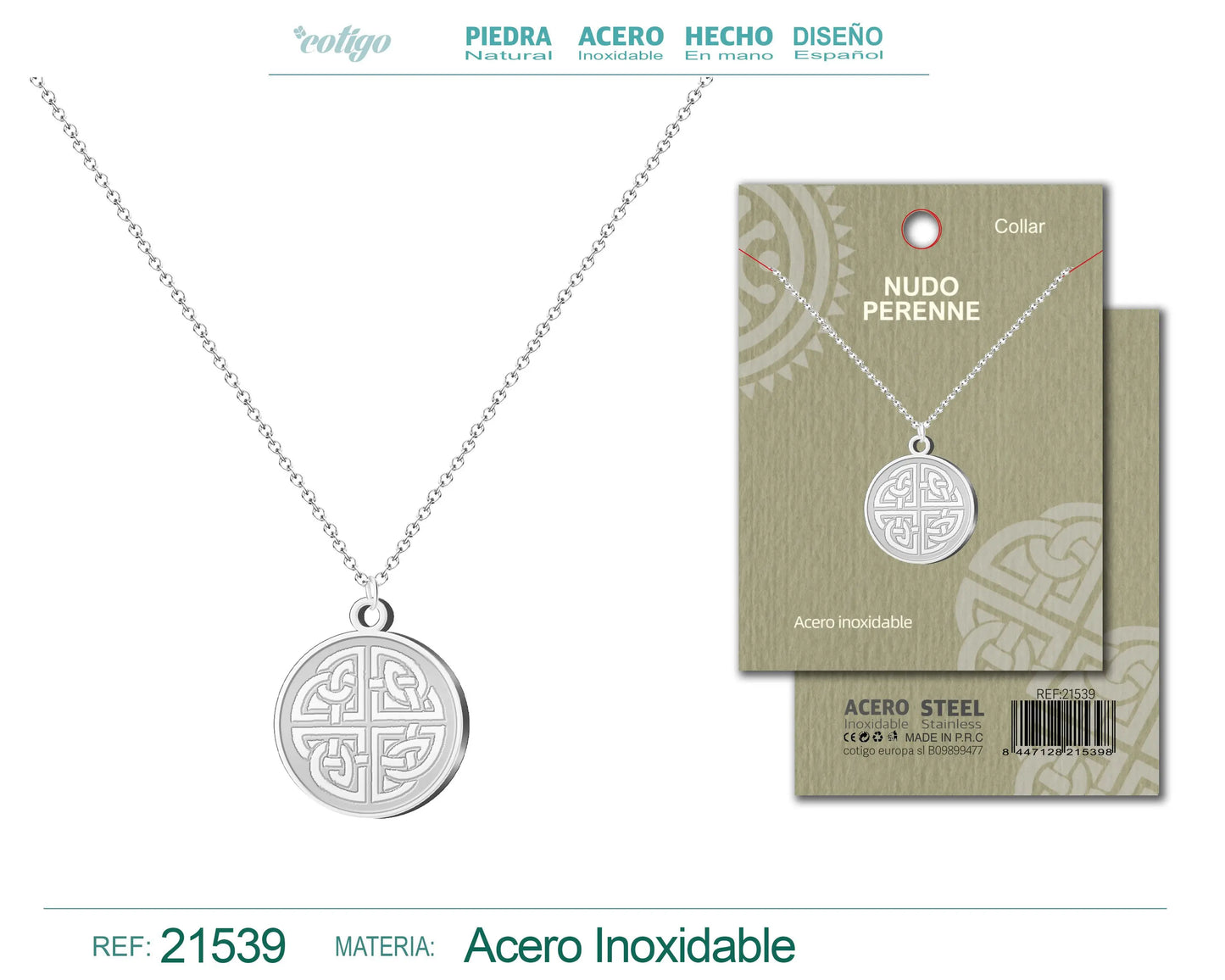 Colgante Nudo Perenne Acero Plateado - cotigo