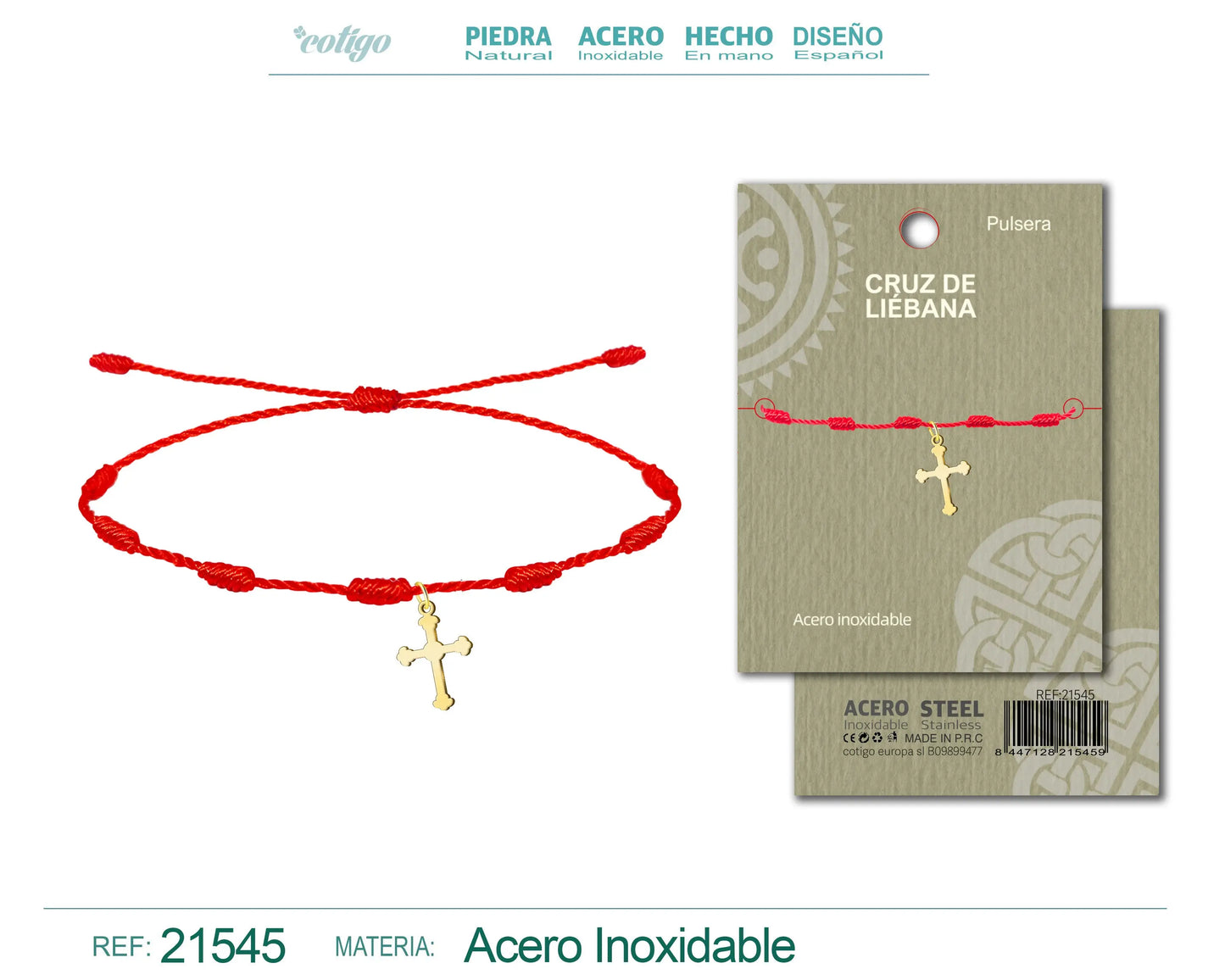 Pulsera 7 nudos con colgante Cruz de Liébana - cotigo
