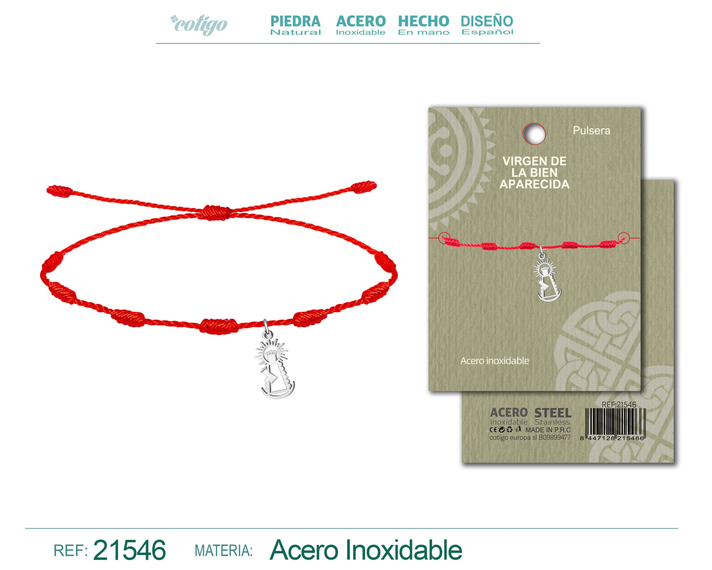 Pulsera 7 nudos con Virgen de la Bien Aparecida