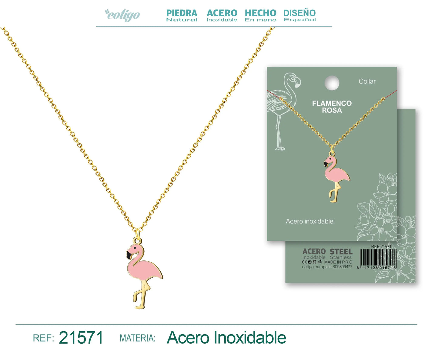 Colgante Flamenco Acero Dorado - cotigo