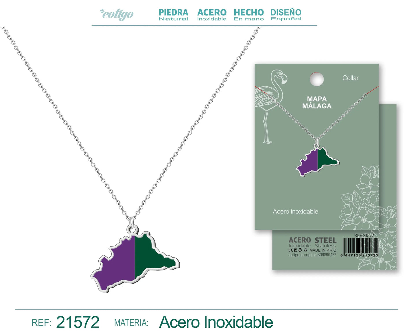 colgante Mapa malaga Acero Plateado - cotigo