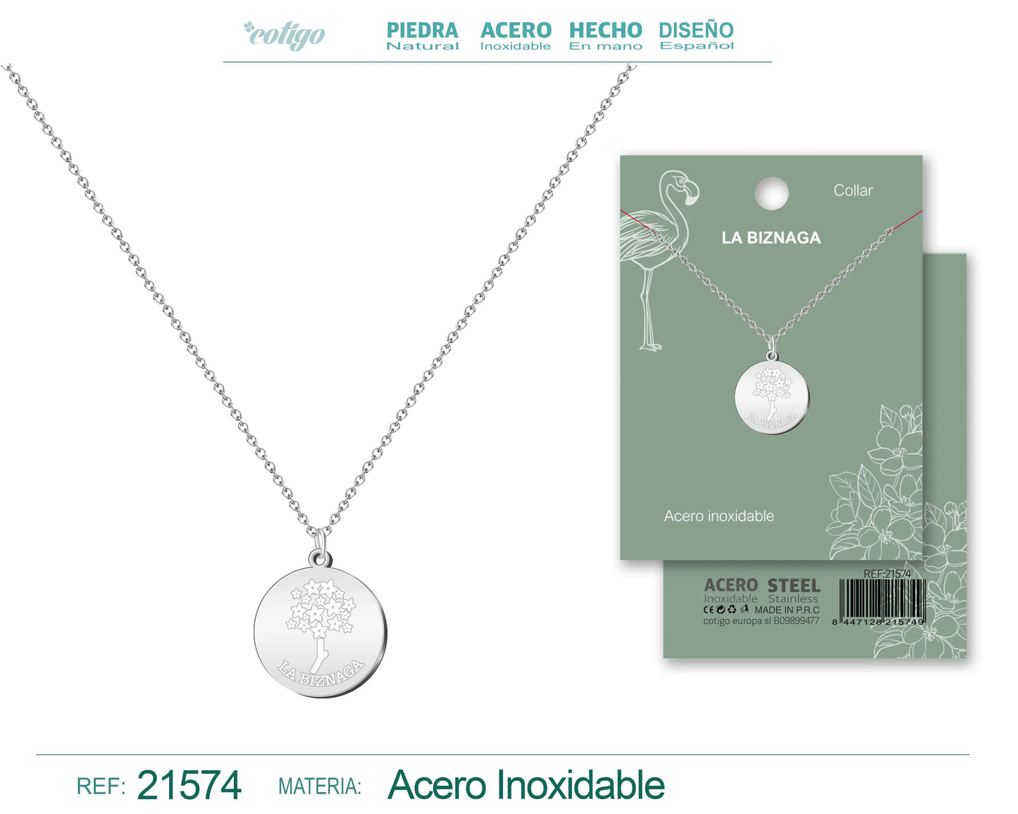 Colgante Biznaga Acero Plateado - cotigo