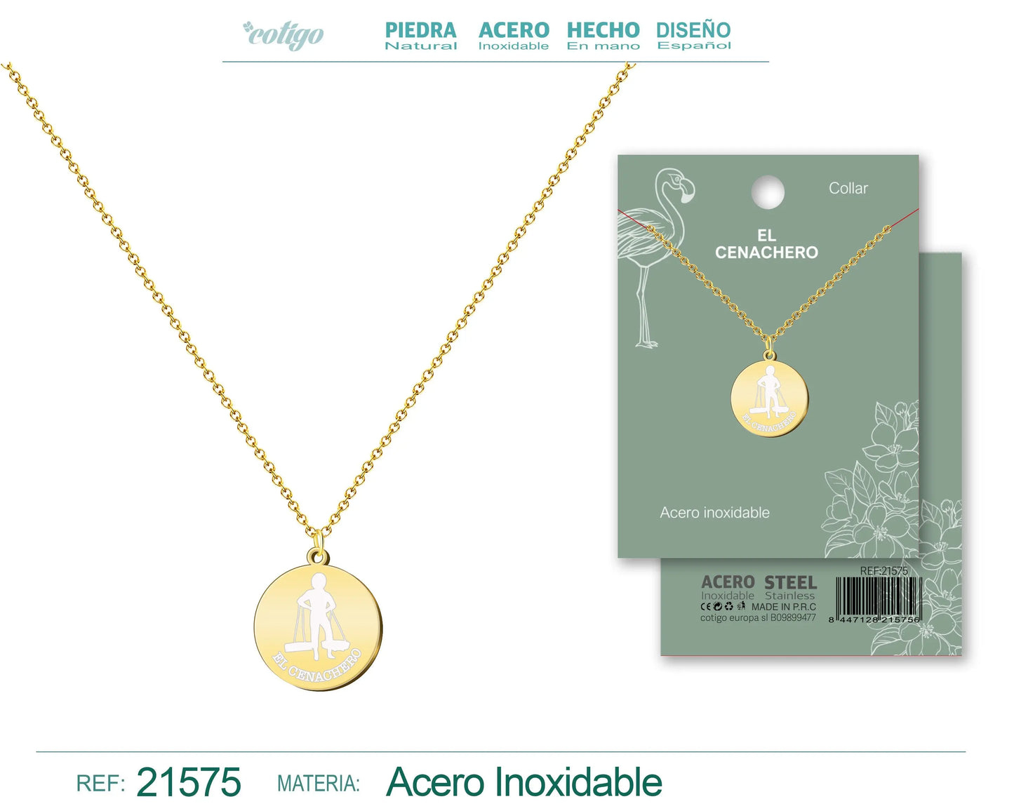 Colgante el Cenachero Acero Dorado - cotigo