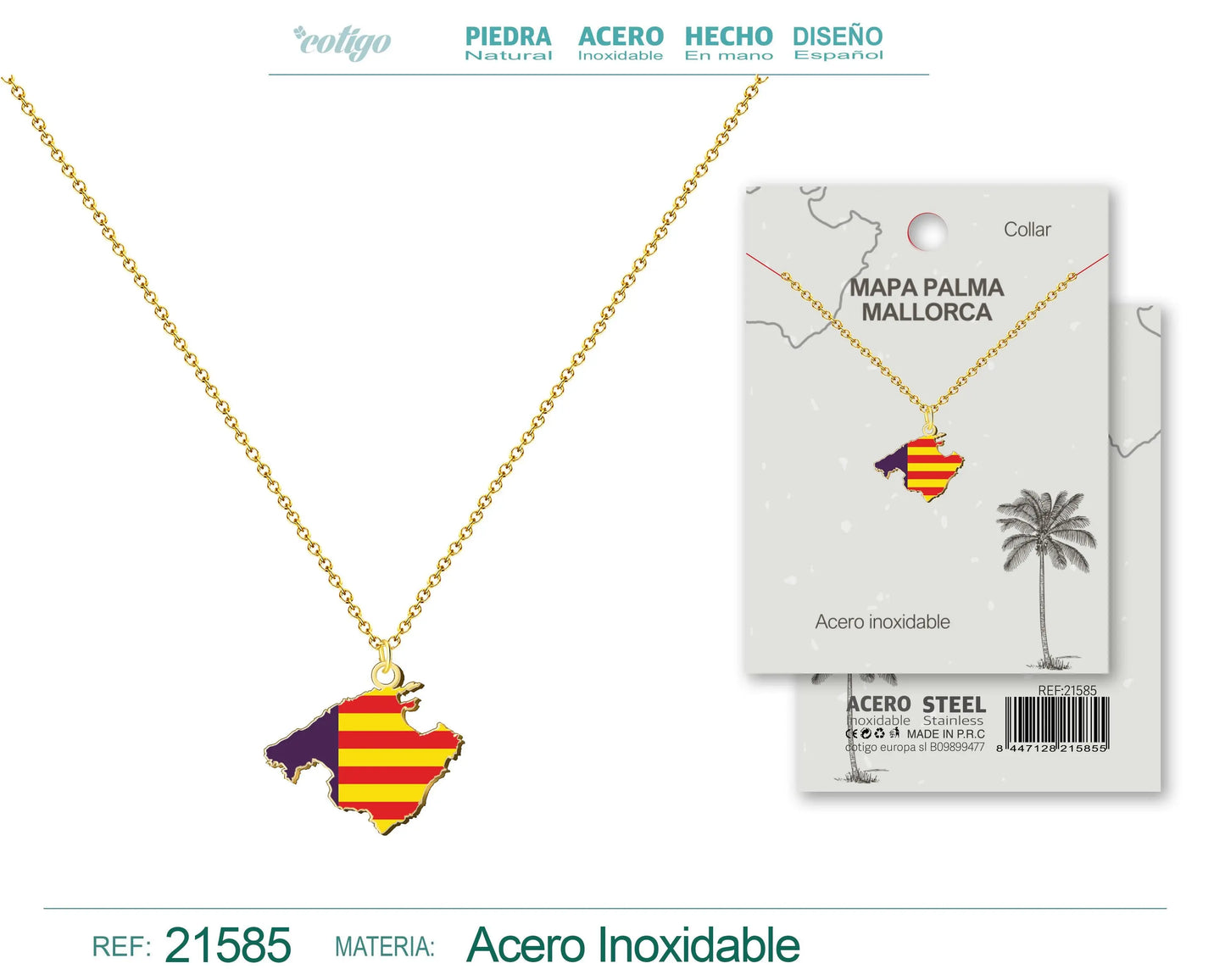 colgante Mapa mallorca Acero Dorado - cotigo