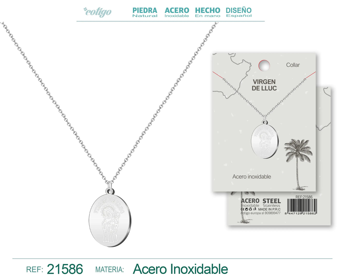 Colgante Virgen de Lluc Acero Dorado - cotigo