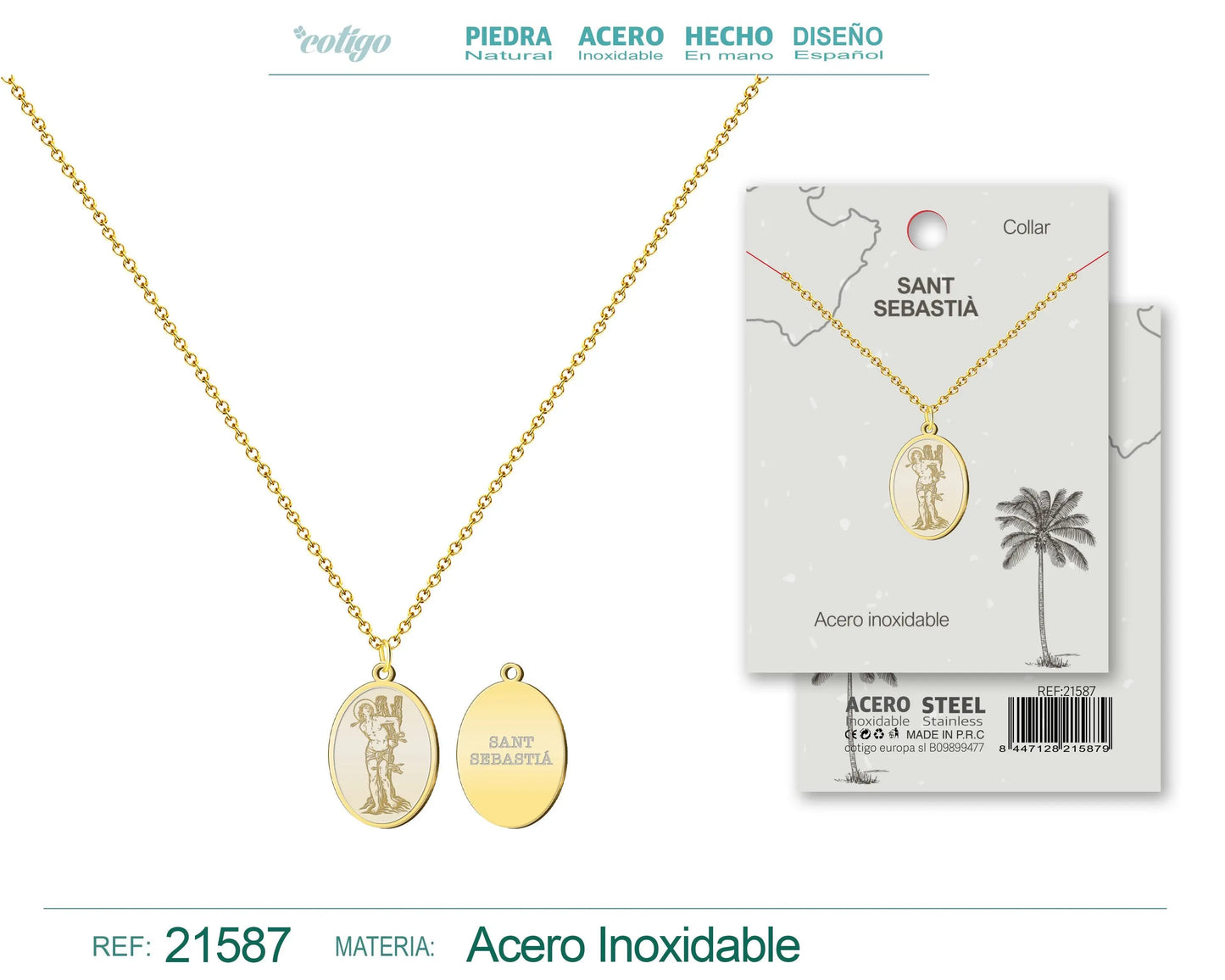 Colgante Sant sebasatia Acero Dorado - cotigo