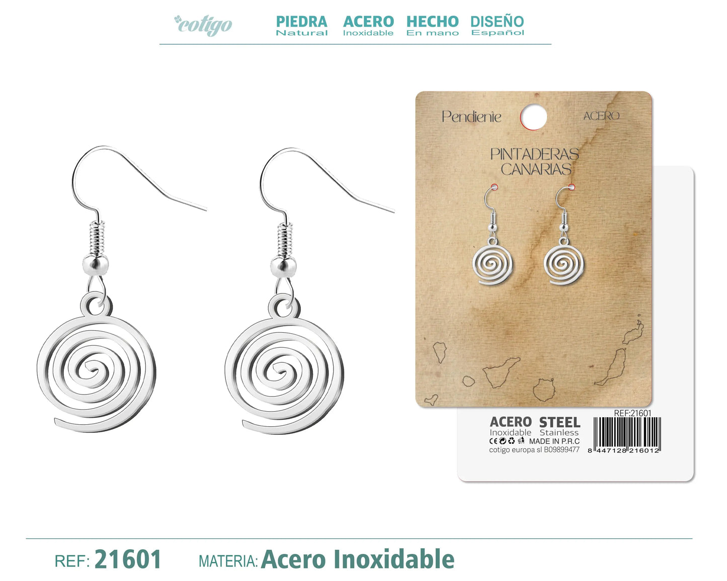 Pendientes Pintadera Canaria Espiral - cotigo