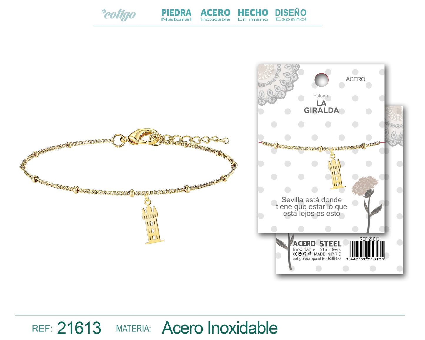 Pulsera la Giralda Acero Plateado