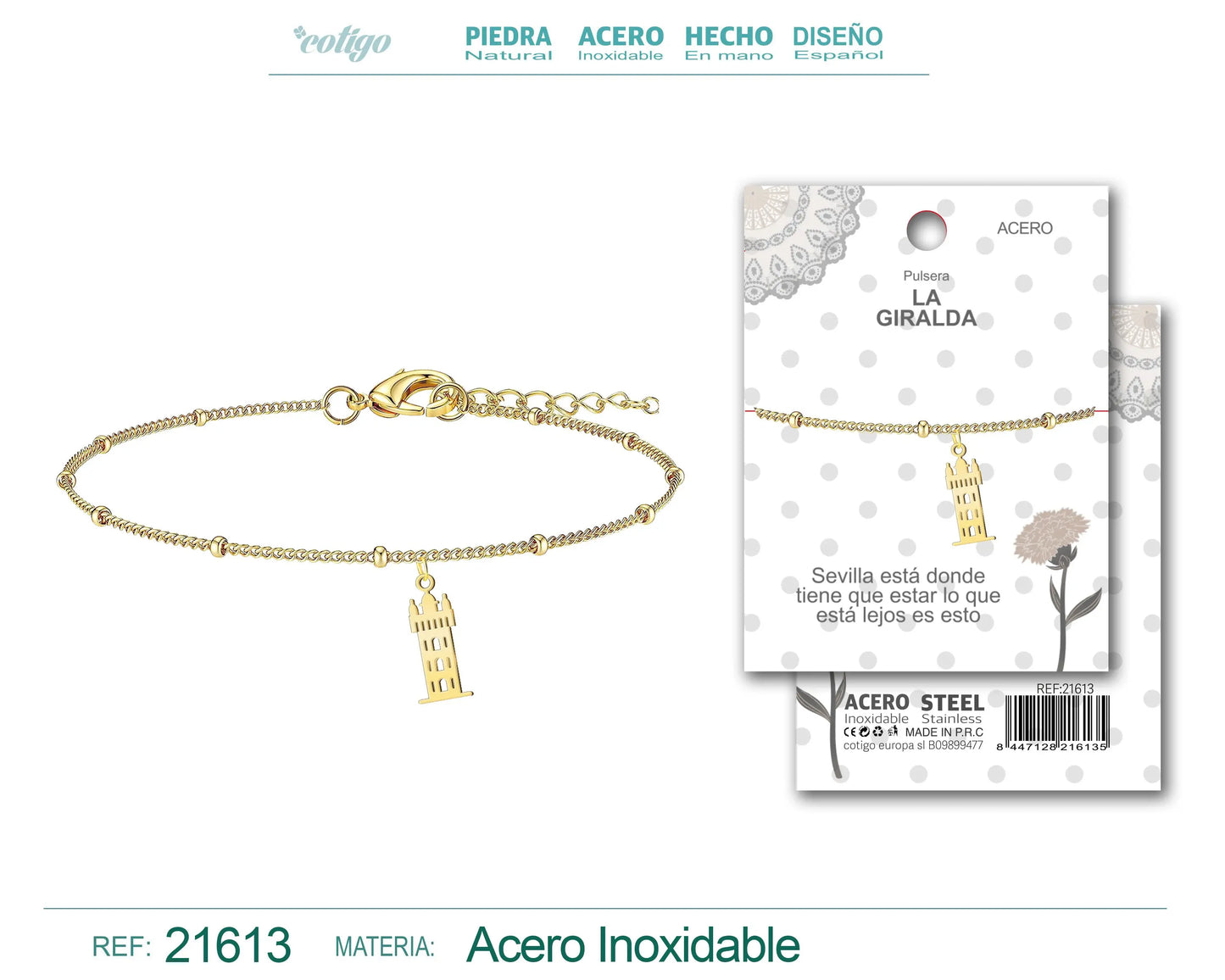 Pulsera la Giralda Acero Plateado - cotigo
