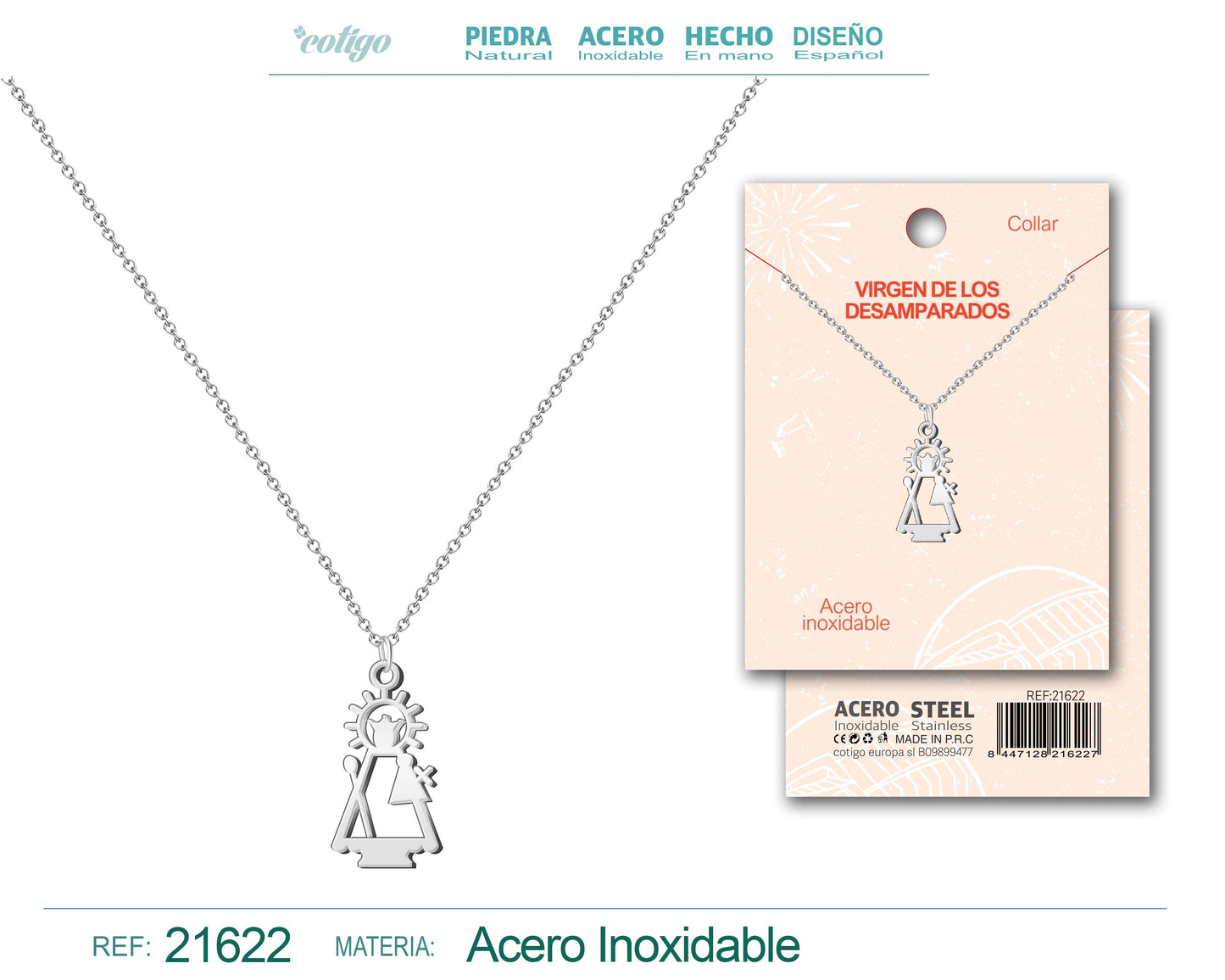 colgante Virgen de los desamparados Acero Plateado