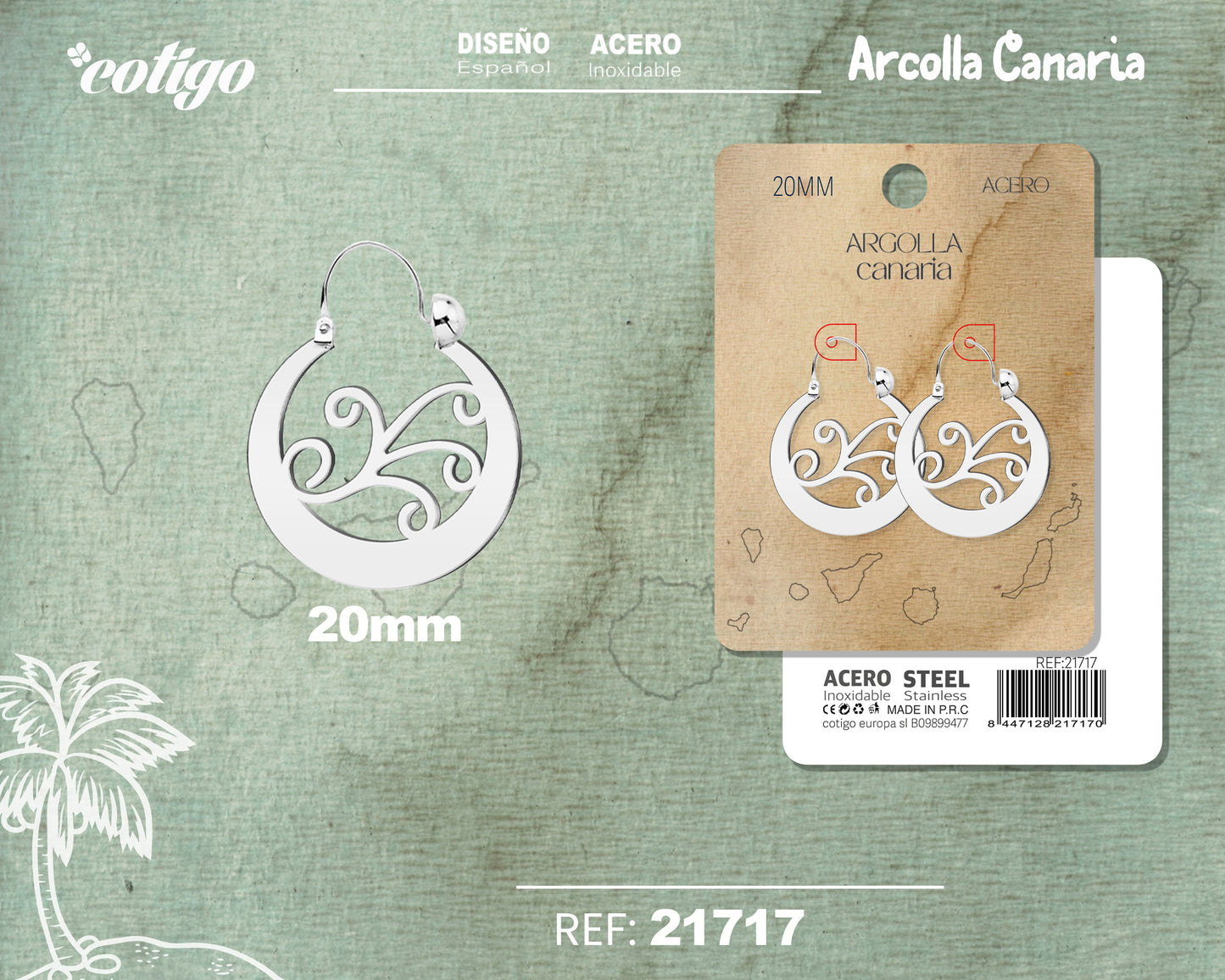 21717 Argolla Canaria 20mm Acero Plateado
